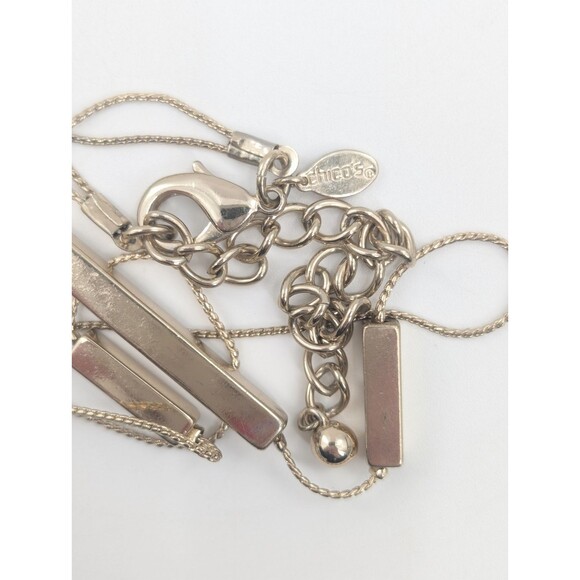 Chico's Signed Gold Tone Long Layered Bar Statement Chain Chunky Necklace - Picture 3 of 4